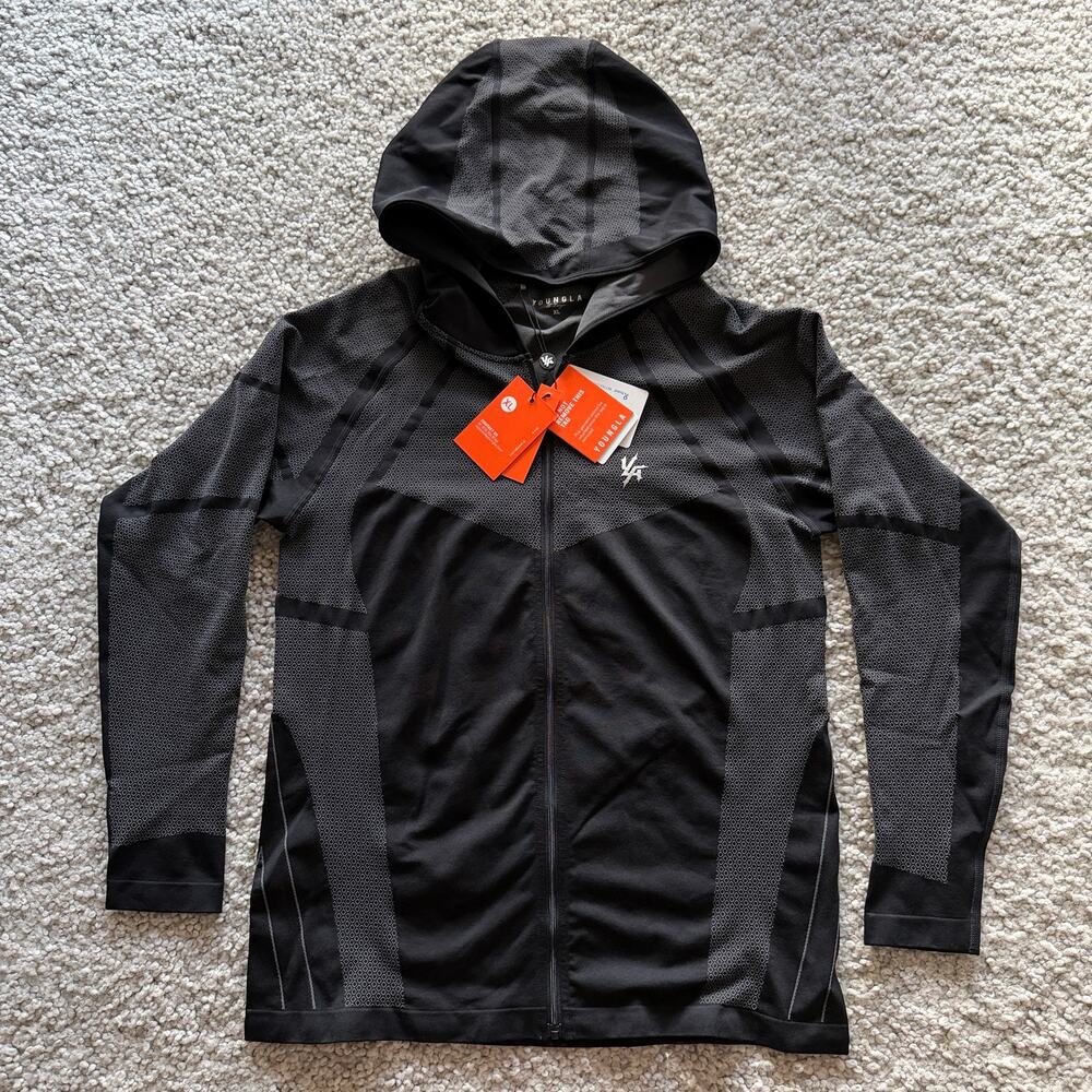 Men's YoungLA 8061 ApexCompressionZip-Up XL NWT Black